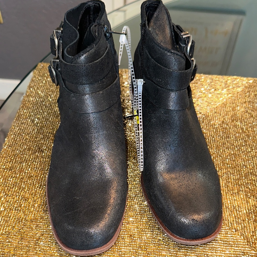 Lucky Brand Black Ankle Booties with Buckle Detail